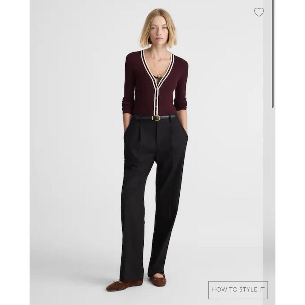 Madewell Slouchy Straight Pants Black Brushed Twill Mid Rise Size 2 NWT